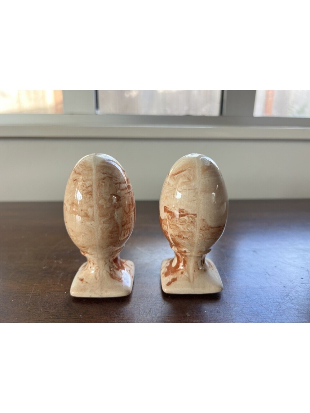 Sitka Alaska Clay Egg Salt & Pepper Shakers Marbled Glaze 4"